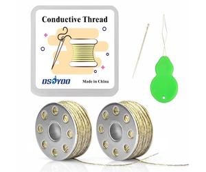 KOOKYE - Hilo conductor de 2 bobinas, 20 m, 30 Ω/m, suave y costurable, para Arduino Lilypad con enhebrador de agujas