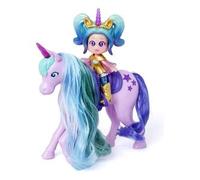 KOOKYLOOS Star Unicorn - Unicornio con pelo real y muñeca Aurora. Incluye el unicornio Star, la muñeca Kookyloos exclusiva Aurora, ropa y zapatos de moda, 1 cepillo y 1 accesorio