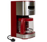 Koolatron Kenmore Cafetera de filtro de 12 tazas de café de filtro programable de 1,8 l con temporizador (Rojo Y Plateado)