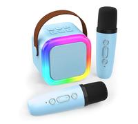 Koolcover Mini máquina de Karaoke para niños y Adultos, Altavoz Bluetooth portátil con 2 micrófonos inalámbricos, Juguetes de Regalo de cumpleaños para niñas de 8, 9, 10, 11, 12 años o más (Azul)