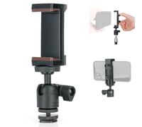 Koolehaoda Adaptador de montaje de trípode para teléfono celular con cabezal giratorio universal de 1/4 pulgadas, gira 360°, soporte de abrazadera ajustable para teléfono celular, abrazadera de