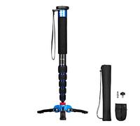 Koolehaoda K-266 Monopie de Aluminio para cámara con Base de Soporte de trípode extraíble. 6 Secciones 42-160 cm Ajustable, diámetro máximo de la Pierna: Φ28 mm, Carga útil de hasta 7 kg - (Azul)