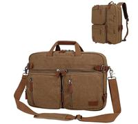 Koolehaoda Mochila maletín Convertible 3 en 1 para portátil de 17,3 Pulgadas, Bolso Bandolera para Hombre, Bolso Multifuncional para Ordenador, Ideal para Viajes de Negocios, Hombres y Mujeres (café)