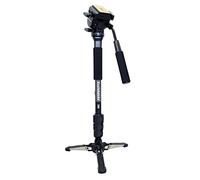 Koolehaoda Monopie portátil de aluminio para cámara con cabezal fluido y base de trípode plegable altura máxima de 148 cm para cámaras DSLR, capacidad de carga máxima de 3kg