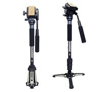 Koolehaoda Monopie portátil de Aluminio para cámara con Cabezal Fluido y Base de trípode Plegable para cámaras DSLR, Altura máxima de 148 cm; Capacidad de Carga máxima de 3 kg