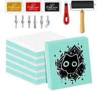Koolenry 6 Bloques de Goma para Tallar de 5 X 5 cm, Kit para Hacer Sellos con Bloques de Linóleo para Principiantes.