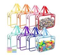 Koolenry 8 Bolsas de Almacenamiento de Juguetes con Cremallera, de PVC Transparente, Impermeables, para Piezas de Rompecabezas y Bloques de Construcción.