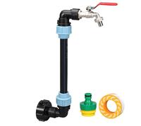 Koolenry Adaptador Tanque IBC Cuello Cisne 3/4 Pulgada con Válvula Salida, Grifo Latón 2 Vías con Cuello Cisne 3/4 Pulgada y Rosca Gruesa. Accesorio para Tanque IBC.