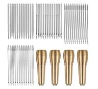 Koolenry Agujas de Punzón de Costura, Kit de Costura de de 52 Piezas, 36 Piezas de Aguja Recta + 12 Piezas de Aguja de Crochet Curva + 4 Piezas de de Cobre