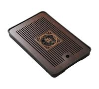 Koolenry Bandeja de Té de Bambú, Platos Portátiles, Rectangulares, para Ceremonia del Té, Mesa de Té Chaban, Doble Propósito, Drenaje, Almacenamiento de Agua A