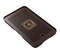 Koolenry Bandeja de Té de Bambú, Platos Portátiles, Rectangulares, para Ceremonia del Té, Mesa de Té Chaban, Doble Propósito, Drenaje, Almacenamiento de Agua B