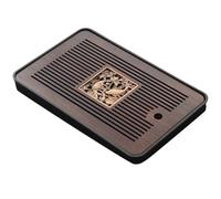 Koolenry Bandeja de Té de Bambú, Platos Portátiles, Rectangulares, para Ceremonia del Té, Mesa de Té Chaban, Doble Propósito, Drenaje, Almacenamiento de Agua e