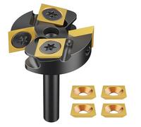 Koolenry Broca Fresadora de Carburo Recubierta de Titanio para Superficies, Vástago de 1/4 Pulgada, Diámetro de Corte de 1-3/8 Pulgada, 2+2 Flautas para Cepillado CNC de Alerones.