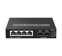 Koolenry Conmutador Ethernet de 2,5 G, 4 Puertos, 2500 Mbps, Conmutador de Red, 2 Puertos, Ranura SFP+ de 10 G, Concentrador de Laboratorio Doméstico, Divisor de Internet, Plug and Play