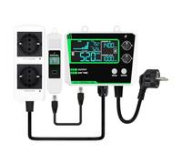 Koolenry Controlador de Dióxido de Carbono Sonda Dividida de Doble Canal Monitor de CO2 Válvula Reductora de Presión de CO2 para Invernadero Enchufe UE B