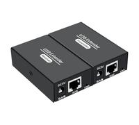 Koolenry Extensor USB de 4 Puertos de 120 M A Través de Ethernet RJ45 Cat6, Adaptador y Convertidor de Cable para Teclado, Ratón, Impresora, Escáner, Enchufe de la UE