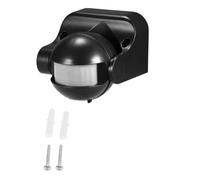 Koolenry Interruptor de Sensor de Movimiento Infrarrojo PIR de 110 V-240 V CA, Tiempo de Retardo de Detección de Movimiento de 180 Grados, Ajustable, Resistente Al Agua, Color Negro