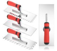 Koolenry Juego de 4 Herramientas para Azulejos de Acero Inoxidable con Llana Dentada Cuadrada, Kit Manual para Albañilería, para Instalación de Azulejos en y Pisos.