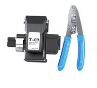 Koolenry Kit de Cortadora y Alicates de Fibra Óptica Totalmente Automático T-09 de un Solo Paso, Empalmador de Fusión de Fibra Óptica, Corte en Frío, Termofusible, Color Negro.