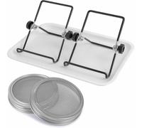 Koolenry Kit de Germinación de de Acero Inoxidable para Frascos de Boca, Ideal para Cultivar Brotes de Brócoli, Soja, Girasol, Etc.