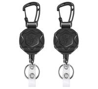 Koolenry Llaveros Retráctiles, Carrete de Resistente, Clip de de Identificación Retráctil con Hebilla de Montañismo Mejorada, 2 Piezas