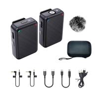 Koolenry Micrófono de Solapa para Grabación de Doble Canal con 98 Pies para Teléfono Inteligente, Cámara DSLR, DV, Vlog, Estilo en : 1 RX y 1 TX