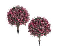 Koolenry Paquete de 2 Bolas Topiarias Artificiales de y Rosas para Exterior con Base, Resistentes A los Rayos UV, para Jardín.