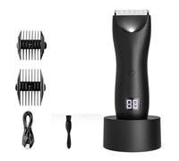 Koolenry Recortadora de Vello Corporal Recargable para Ingle, Afeitadora Eléctrica con Cuchillas de Cerámica y 2 Peines Guía para Hombres A
