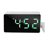 Koolenry Reloj Digital Temp Fecha 3 Alarmas Apagado Memoria Reloj de Mesa Alimentado por USB Siempre Encendido 12/24 H Modo Nocturno Reloj LED Verde