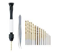 Koolenry Taladro Manual con Tornillo de Banco y 25 Brocas (0,5-3 mm) - Taladro Rotatorio para Bisutería, Madera C