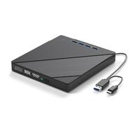 Koolenry Unidad de CD/DVD Externa 7 en 1 para Portátil, Ranuras USB 3.0, Reproductor, Grabador y Lector de CD/DVD Portátil.