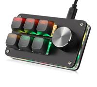 Koolertron Teclado Gaming,6 Teclas Programables Teclado Mecánico Macro de Una Mano,RGB Retroiluminación Mechanical Gaming Keyboard