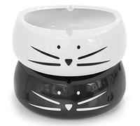 Koolkatkoo Cenicero de cerámica para uso en interiores o exteriores, para fumadores, niñas, mujeres, ceniceros decorativos para el hogar, oficina, amante de los gatos, color blanco y negro
