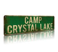 KooLL Letrero de metal con texto en inglés "Camp Crystal Lake, Street Funny Metal Sign", decoración de pared para dormitorio, hogar, bar, garaje, regalo artístico de 4 x 16 pulgadas
