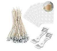 KOOLPUG Mechas para Velas, 120 Piezas Mechas para Velas de Soja con 2 Soportes de Mecha, Mecha Velas, Mechas para Velas Caseras, Mechas de Vela, Mecha Velas Encerada, Hacer Velas(10cm)