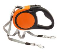 KOOLTAIL Correa retráctil doble para dos perros de hasta 110 libras, resistente, doble cabeza, 16 pies, flexible, extensible 360, sin enredos, un botón y correa de freno de bloqueo para perros