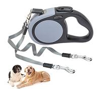 KOOLTAIL Correa retráctil doble para perro para dos perros de hasta 110 libras, resistente, doble cabeza, extensible de 360°, sin enredos, un botón y freno de bloqueo, correa de perro para perros