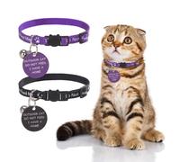 KOOLTAIL Juego de 2 collares para gatos con tablero de advertencia para colgar "Do Not Feed Me", juego de collares ajustables para gatos con campanas, diseño de hebilla segura para que el gato use