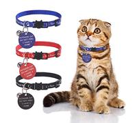 KOOLTAIL Juego de 3 collares de gato con tablero de advertencia para colgar "Do Not Feed Me", juego de collar de gato ajustable con campanas, diseño de hebilla segura para llevar gatos