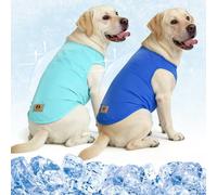 KOOLTAIL Ropa para perros grandes, niños y niñas, paquete de 3 camisetas cómodas de algodón para exteriores, protección UV e insectos, antipérdida de cabello y chaleco ligero para mascotas, azul y