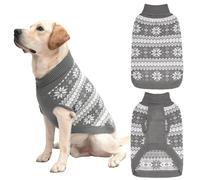 KOOLTAIL Suéter de punto trenzado para perro, cuello alto, suéter clásico para clima frío, patrón de copo de nieve, ropa gruesa y cálida para mascotas, suéter de Navidad para perros pequeños, medianos