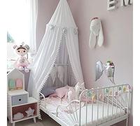 Koomiao - Cielo de cama infantil para decoración de habitación infantil en forma de cúpula para bebé, de algodón, casa de juegos, mosquitera para dormitorio (blanco)