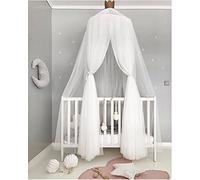 Koomiao - Cielo de cama para niña y princesa, para niños, cama con dosel, con estrella, decoración de habitación infantil en forma de cúpula, mosquitera de malla transpirable para bebé, color blanco