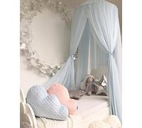 Koomiao - Cielo de cuna para niña, diseño de princesa, para niños, con estrella, decoración de habitación infantil en forma de cúpula, malla transpirable para bebé, color azul