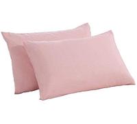 Koomiao - Juego de 2 fundas de almohada de 100% algodón, funda de almohada con cierre de sobres para familias, color rosa, 50 x 90 cm)