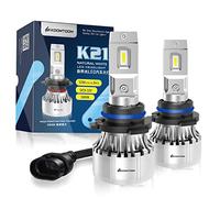 KOOMTOOM LED 9012/HIR2 5000K Bombillas LED para faros delanteros 9012, 12000LM 64W 400% Superbrillantes Faros LED Hi/Lo Beam Head Lámpara halógena de repuesto Blanco cálido, paquete de 2