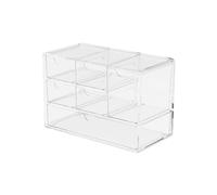 Koomuao - Caja de almacenamiento con 6 cajones de plástico, organizador pequeño transparente para juguetes, joyas, perlas, herramientas, maquillaje, alfileres, medicamentos, tornillos, Transparente-l,