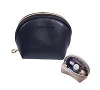 Koomuao - Estuche de maquillaje de PU, estuche de aseo para organizador de cosméticos, 3 compartimentos impermeable, organizador de inodoro, accesorio de viaje, Negro , Sencillo