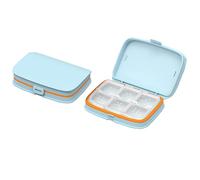 Koomuao Lote de 2 pastillas de viaje semanales, pastillero con 4/6 compartimentos, plástico cajas de píldoras cajas de medicamentos para vitaminas, suplementos, aceites de pescado (azul-6)