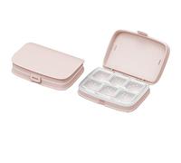 Koomuao Lote de 2 pastillas de viaje semanales, pastillero con 4/6 compartimentos, plástico cajas de píldoras cajas de medicamentos para vitaminas, suplementos, aceites de pescado (rosa-6)